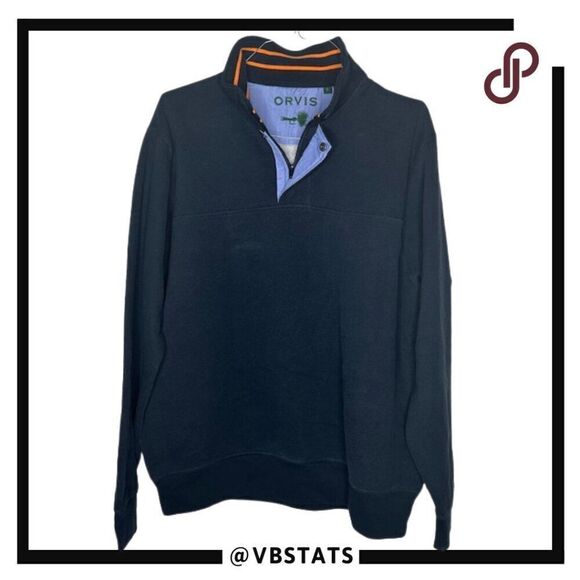 Orvis 1/4 Zip Button‎ Top Navy Blue Outdoor Adventure Jacket in Size Large - Picture 1 of 7